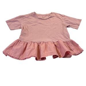 H&M Toddler Girl 5T/6 Mauve Ruffle Shirt 100% Cotton